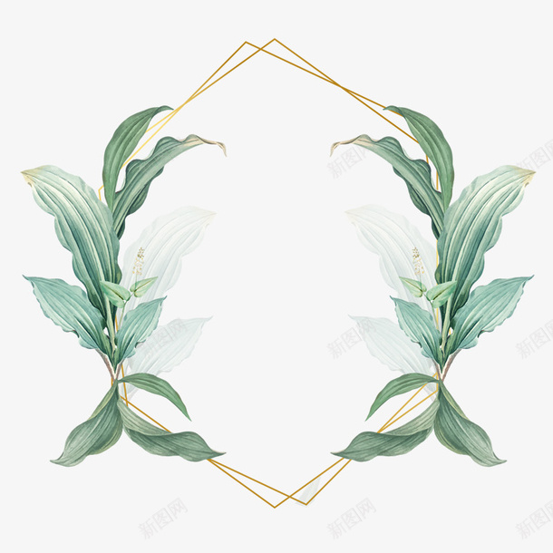 小清新树叶菱形边框png免抠素材_新图网 https://ixintu.com 小清新 树叶 菱形 装饰 边框