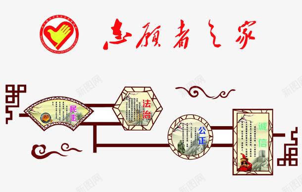 社区文化墙png免抠素材_新图网 https://ixintu.com 中国风 创意异型墙 志愿者