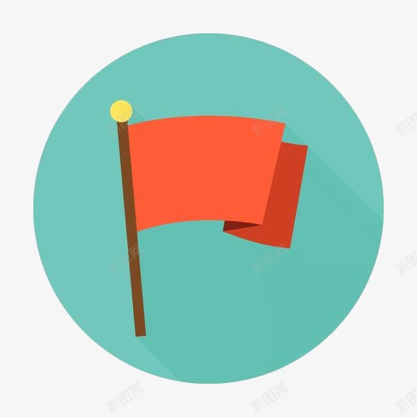 扁平红色小竖旗png免抠素材_新图网 https://ixintu.com 几何 卡通 圆 扁平化 手绘 旗帜 竖旗 红色