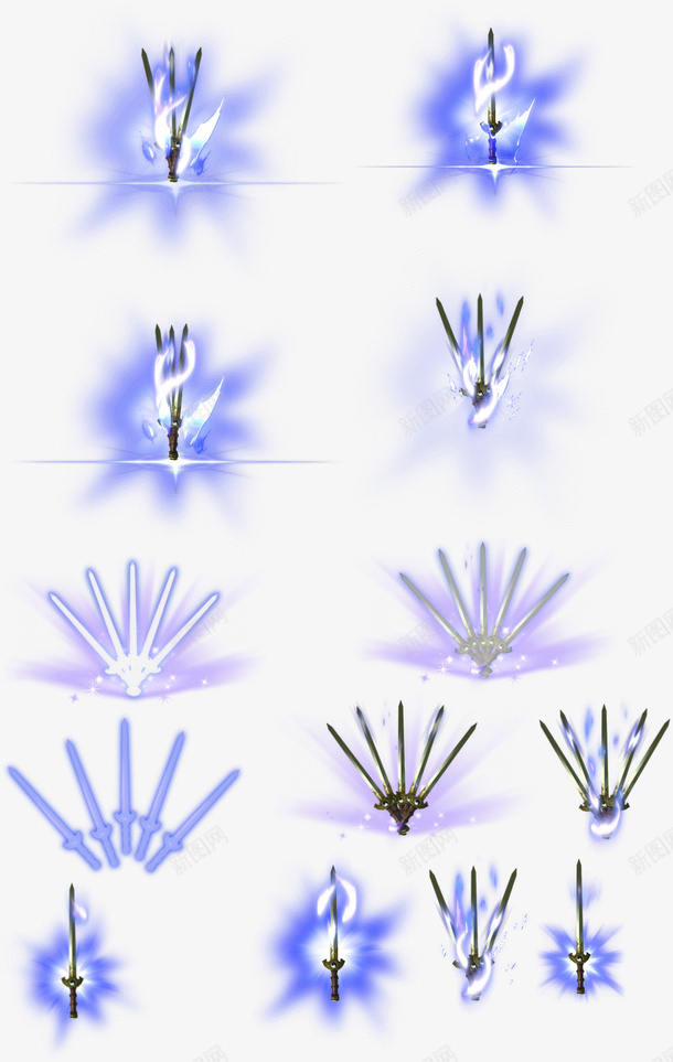 发光炫光神剑png免抠素材_新图网 https://ixintu.com 万剑朝宗 发射 攻击 游戏 聚气 连击