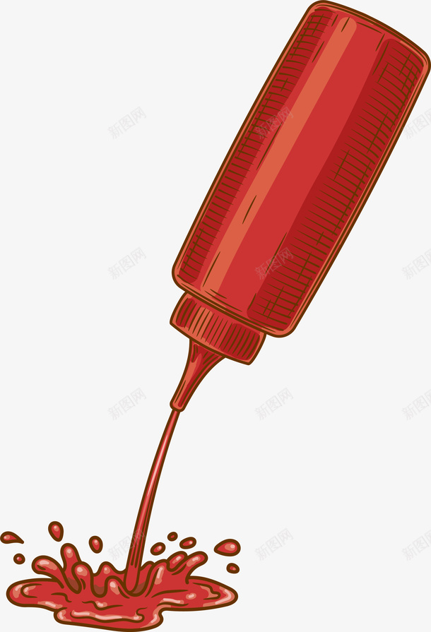 红色手绘番茄酱调料png免抠素材_新图网 https://ixintu.com 517 吃货节 番茄酱 美食节 调料 酱汁 食品 餐饮