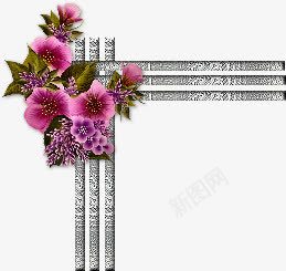 暗红手绘鲜花边框png免抠素材_新图网 https://ixintu.com 暗红 边框 鲜花