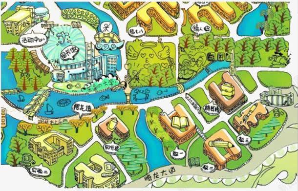手绘武汉大学地图png免抠素材_新图网 https://ixintu.com 地图 手绘 武汉 武汉地图 蓝色