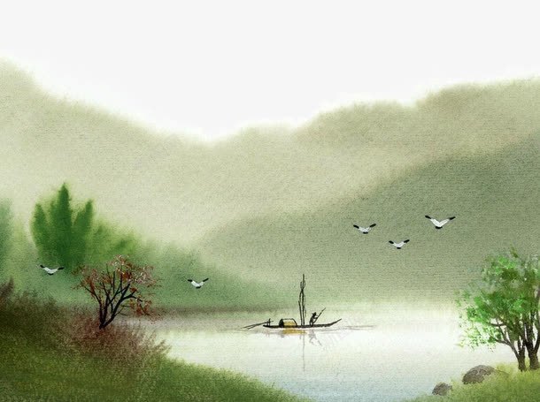 超美水彩风景png免抠素材_新图网 https://ixintu.com 国画 手绘水彩画 水彩画 清幽脱俗水乡风景 美术插图 艺术插图 诗情画意 超美水彩风景