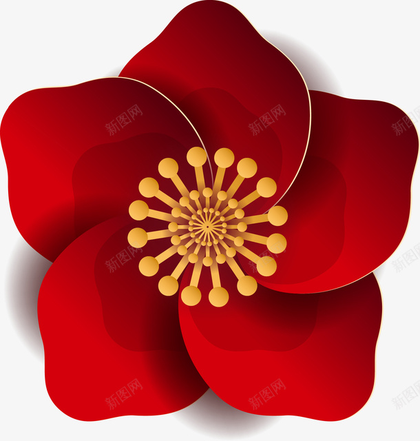 一朵红色桃花png免抠素材_新图网 https://ixintu.com 一朵花 大红花 小红花 桃花 海报装饰 矢量花朵 红色 花朵 装饰 贺卡装饰