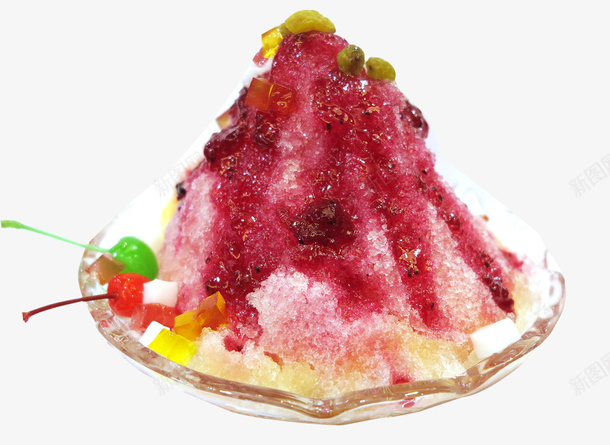 手绘美味刨冰食物png免抠素材_新图网 https://ixintu.com 刨冰 卡通手绘 图案 樱桃 水彩 甜食 粉色 绿色 食物