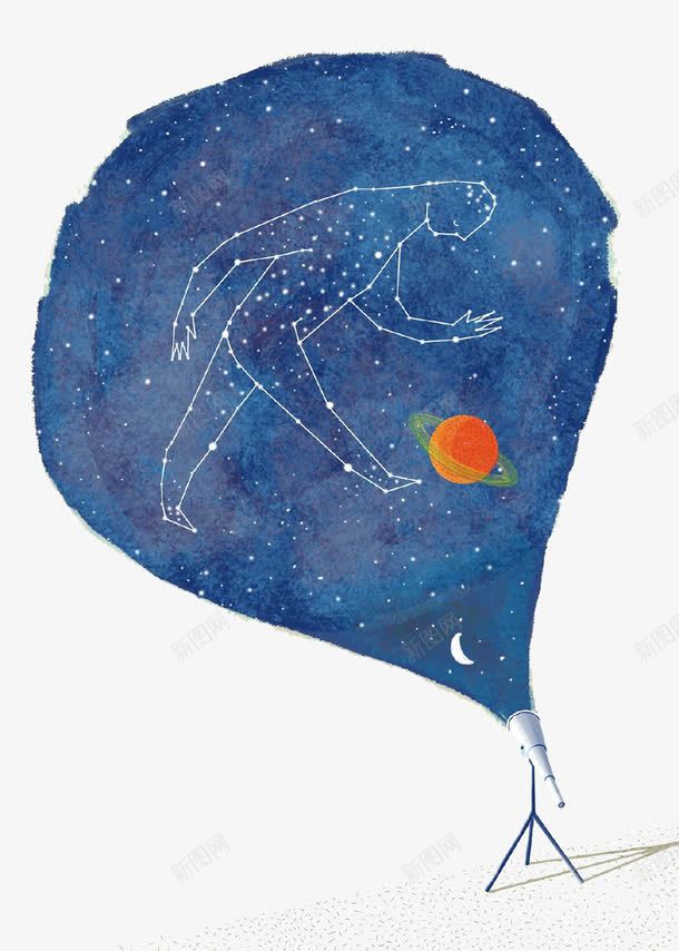 卡通望远镜星空png免抠素材_新图网 https://ixintu.com 天文 星座 星空 望远镜 漫画
