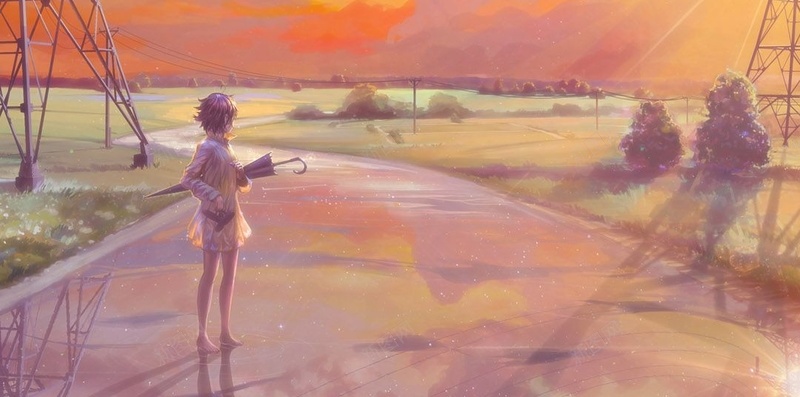 黄昏天空小孩h5背景jpg设计背景_新图网 https://ixintu.com H5 h5 动漫 卡通 梦幻 浪漫 男孩 粉色 雨伞