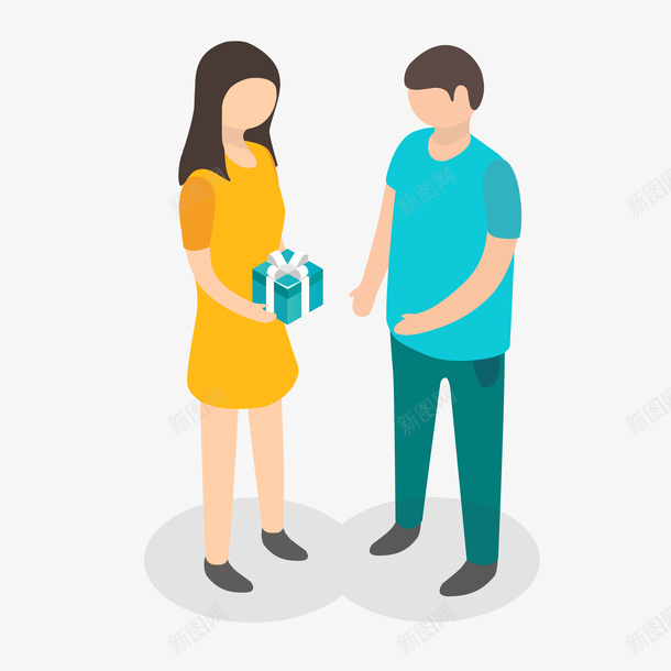 情侣送礼物装饰矢量图ai免抠素材_新图网 https://ixintu.com 卡通 小人 情侣 手绘 投影 无脸小人 甜蜜 矢量图 立体 纹路 质感 送礼 阴影