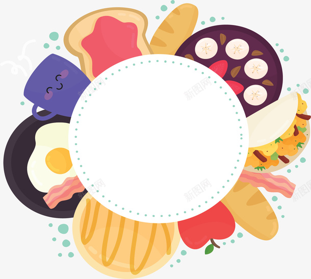 卡通美味食物边框矢量图ai免抠素材_新图网 https://ixintu.com 卡通美食 矢量png 美味食物 美食 美食小人 美食边框 矢量图