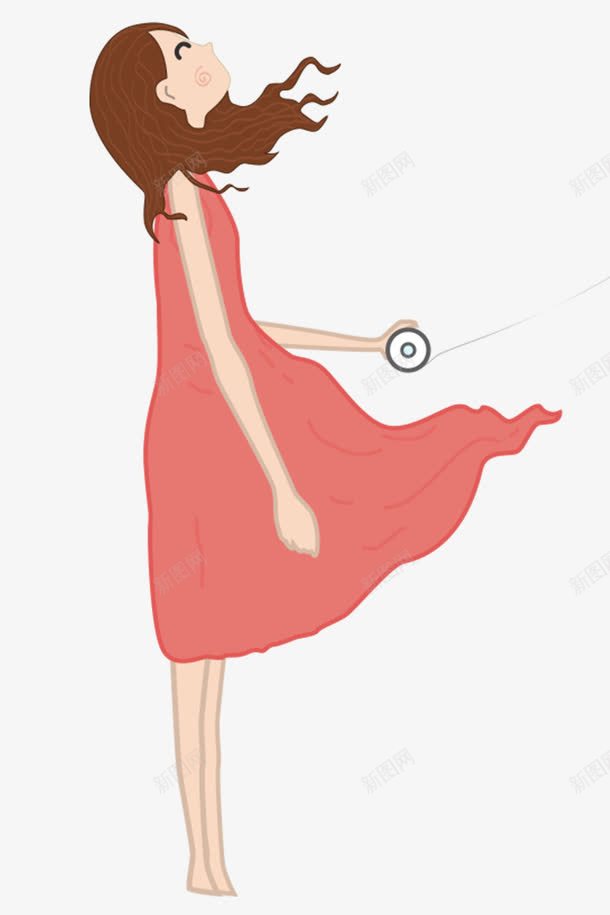 卡通穿红色裙子抬头的小女孩png免抠素材_新图网 https://ixintu.com 仰望的小女孩 卡通小女孩 女裙 小女孩 抬头 红色裙子