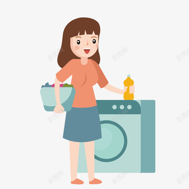一个扁平化的家庭主妇矢量图ai免抠素材_新图网 https://ixintu.com 妇女 妇女洗衣机 家庭主妇 我的家人 扁平化 洗衣 洗衣机 矢量图 衣服