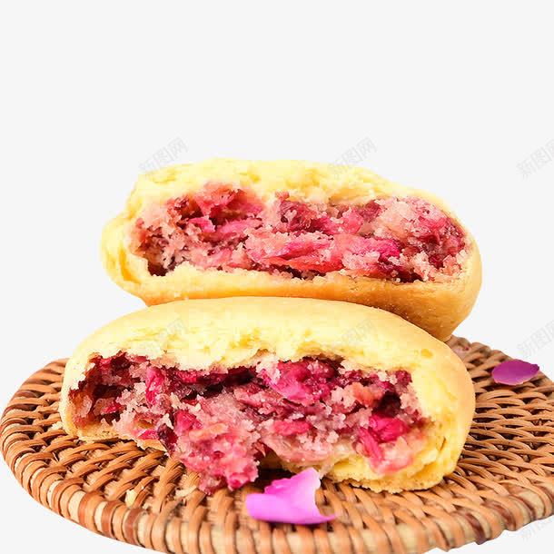 竹藤上的鲜花饼png免抠素材_新图网 https://ixintu.com 玫瑰花饼 竹藤上的鲜花饼 糕点 鲜花饼