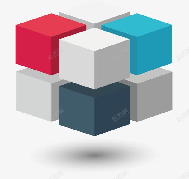 创意几何结构立方体png免抠素材_新图网 https://ixintu.com 几何 创意结构 彩色 矢量素材 魔方