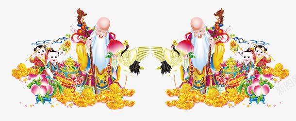 祝寿图png免抠素材_新图网 https://ixintu.com 仙鹤 寿星公 寿桃 小孩 年画 老寿星