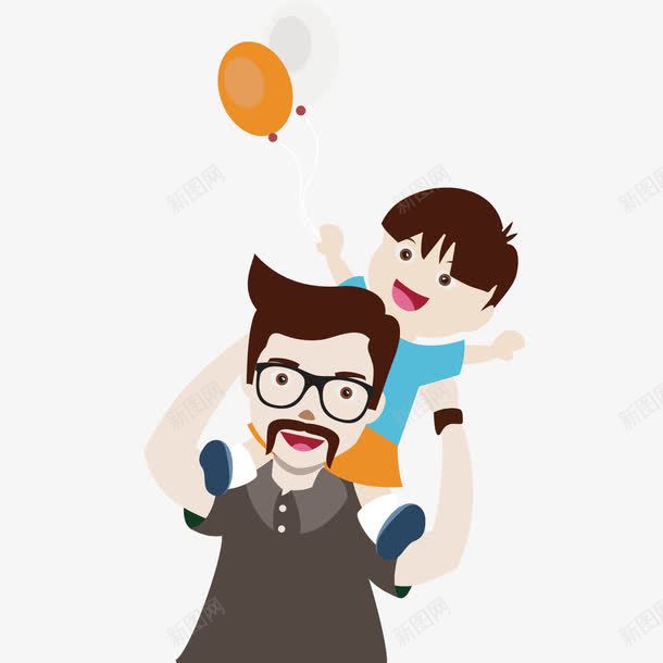 慈祥的父亲png免抠素材_新图网 https://ixintu.com 儿童 气球 眼镜 福清 胡子
