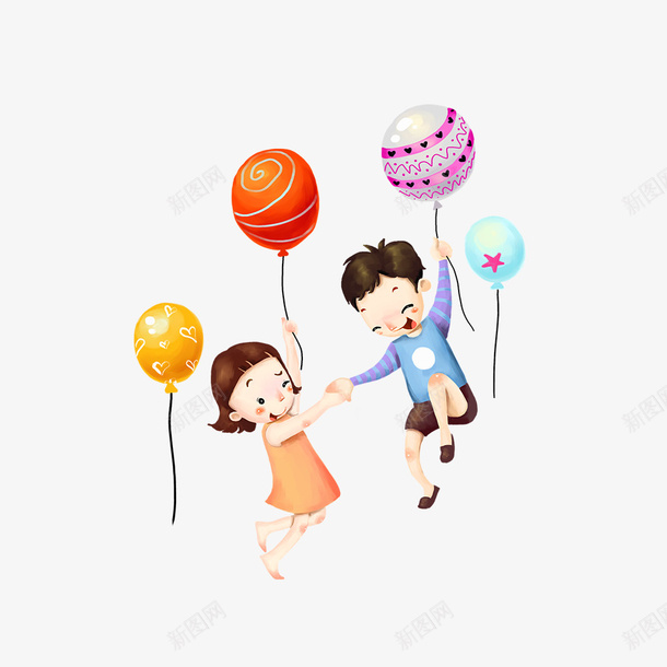 拿着气球玩耍的儿童png免抠素材_新图网 https://ixintu.com 人物设计 儿童节 卡通 友谊万岁 国际友谊日 彩色 气球 玩耍