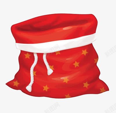 翻边的红色口袋png免抠素材_新图网 https://ixintu.com 五角星 白色 礼袋 绳子