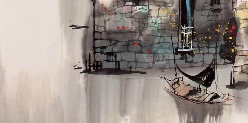 中国画乡村彩色水墨背景jpg设计背景_新图网 https://ixintu.com 中国画 中国风 乡村 彩色水墨 房屋 水墨画 背景