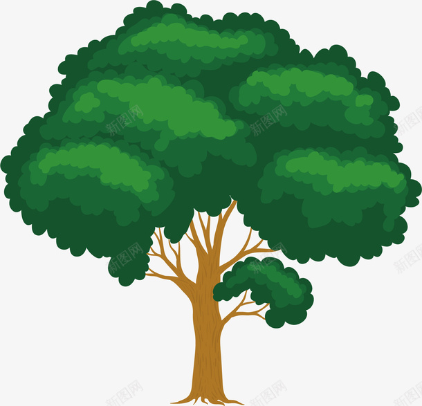 一棵茂密的大树png免抠素材_新图网 https://ixintu.com 土地 大树 枝干 树根 植物 绿叶 茂密 遮风挡雨