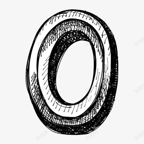 手绘黑白数字0png免抠素材_新图网 https://ixintu.com 手绘 数字0 立体 黑白