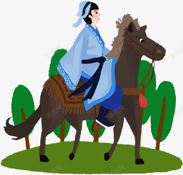 春天古人骑马踏青png免抠素材_新图网 https://ixintu.com 春天 春季 春秋 草原骑马 踏青