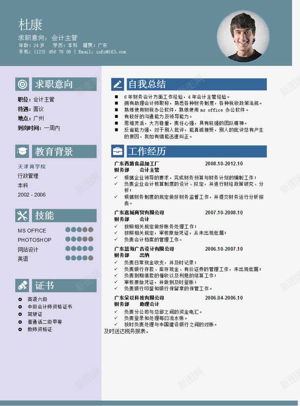 蓝色商务风个人简历模板图案png免抠素材_新图网 https://ixintu.com 个人 个人简历表格 商务风格 图案 模板 简历 蓝色风格