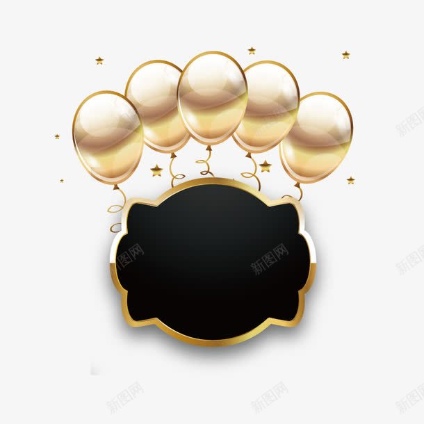 金色气球装饰标签png免抠素材_新图网 https://ixintu.com 标签 气球装饰 矢量素材 金色