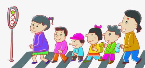 创建文明城市排队过马路png免抠素材_新图网 https://ixintu.com 创意漫画素材 小朋友过马路 护送 排列人物 老师