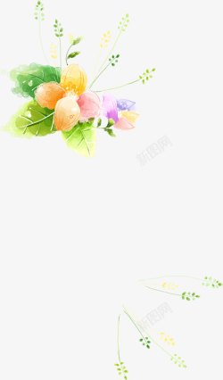 春天淡雅彩色水彩花朵装饰素材