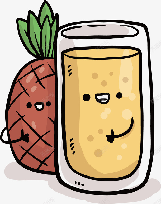 菠萝汁食物矢量图ai免抠素材_新图网 https://ixintu.com 卡通手绘 杯子 果汁 水彩 水果 菠萝汁 食物 饮品 饮料 矢量图