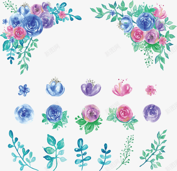 浪漫手绘玫瑰花藤png免抠素材_新图网 https://ixintu.com 婚礼请帖 手绘风 水彩花藤 玫瑰 玫瑰花藤 矢量png