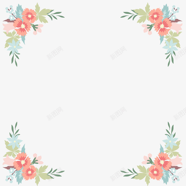 四角花边png免抠素材_新图网 https://ixintu.com 创意卡通 卡通插图 四角花边 插图 鲜花花边