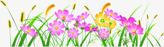 春天手绘粉黄色花丛png免抠素材_新图网 https://ixintu.com 春天 粉黄 花丛
