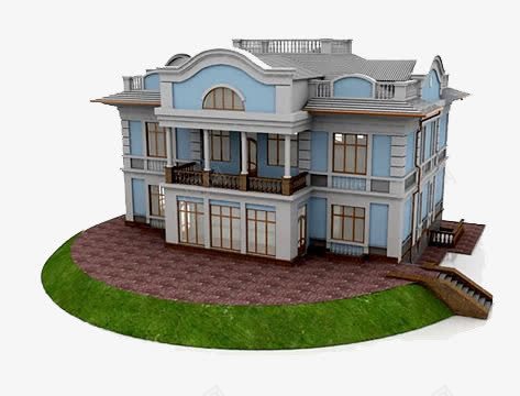 欧式独栋别墅效果图png免抠素材_新图网 https://ixintu.com 别墅装修3D效果图 户型图 房屋修建模型图 欧式独栋别墅效果图 立体房屋 连排别墅