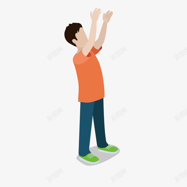 高举双手人物模型矢量图ai免抠素材_新图网 https://ixintu.com 举起手 人物 小人 模型 橙色上衣 立体 绿色衣服 矢量图