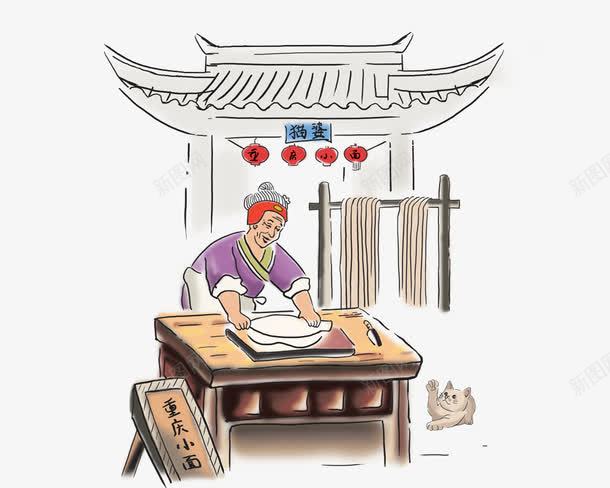 古典绘画4psd免抠素材_新图网 https://ixintu.com 促进消费 做面条 卖东西 古代摊位 古典 地摊经济 小摊贩 摆地摊 摆摊 摆摊儿 摊位 经济 老奶奶 老婆婆卡通 路边摊 重庆小面 集市古典绘画4