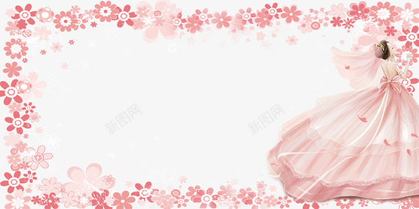 粉色浪漫婚礼花朵装饰边框psd免抠素材_新图网 https://ixintu.com 婚礼 婚纱 新娘 浪漫 粉色 花朵 装饰 边框