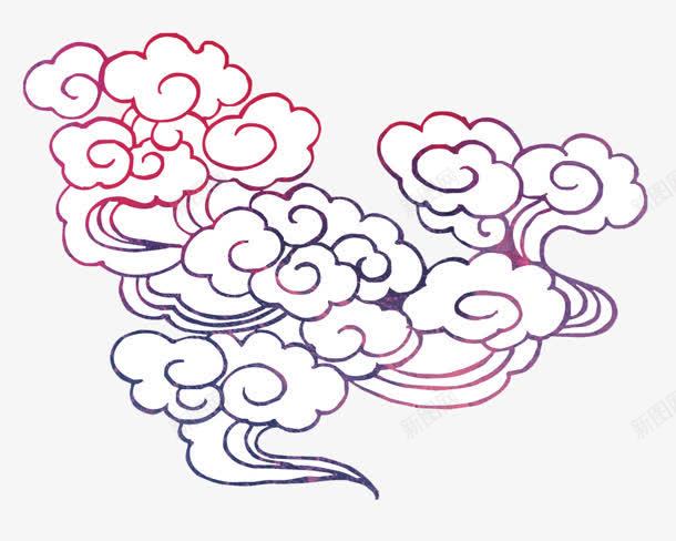 中国风五彩祥云线稿png免抠素材_新图网 https://ixintu.com 五彩 国风 祥云