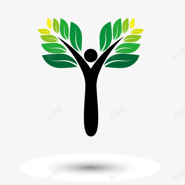 绿色生命图标png_新图网 https://ixintu.com LOGO 人形 商标 树叶 植物