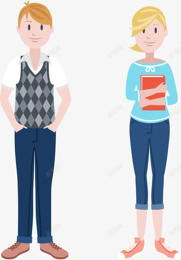 学生png免抠素材_新图网 https://ixintu.com 外国人 女士 男生 高中生 黄头发