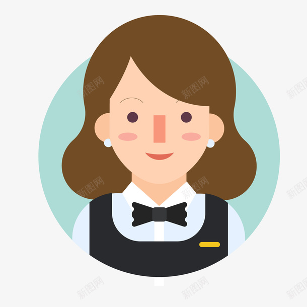 卡通扁平化女性服务员矢量图ai免抠素材_新图网 https://ixintu.com 人物设计 卡通 圆形 女性人物 扁平化 服务员 矢量图