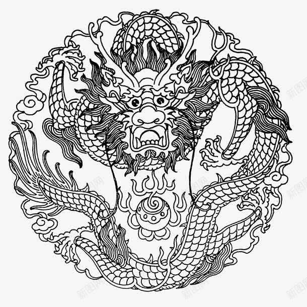 圆形民族特色花纹png免抠素材_新图网 https://ixintu.com 圆形 圆形龙图 少数名族花纹 少数民族花纹 服饰 棉布 民族特色 美观 花布 装饰 高级卡片 黑色 龙