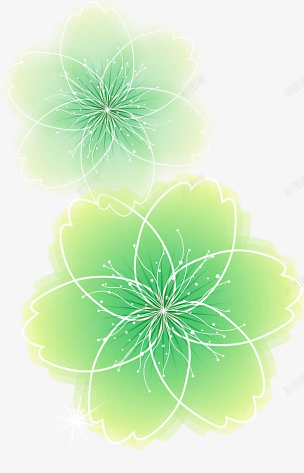 梦幻绿色星光花朵png免抠素材_新图网 https://ixintu.com 星光 梦幻 绿色 花朵
