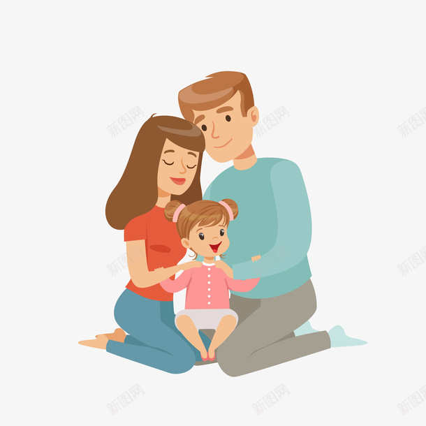 卡通一家三口png免抠素材_新图网 https://ixintu.com 一家人 三口之家 亲爱的爸爸妈妈 卡通人物 爸爸妈妈小孩 背景装饰
