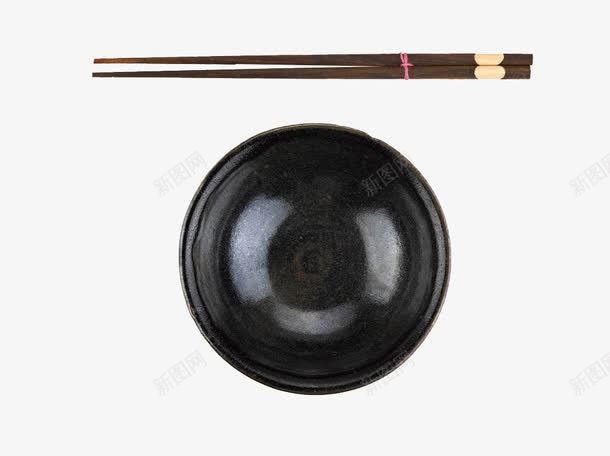 碗筷餐具png免抠素材_新图网 https://ixintu.com 碗 筷子 餐具 黑色