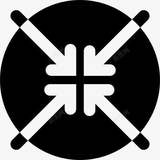 四个箭头指向中心图标png_新图网 https://ixintu.com 圆 收敛 方向 方向标志 点 箭