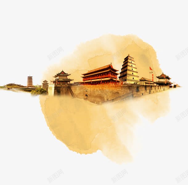 印象西安png免抠素材_新图网 https://ixintu.com 印象 底色 简单 背景