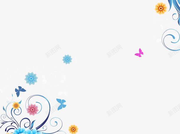 春天蓝色手绘花纹png免抠素材_新图网 https://ixintu.com 春天 花纹 蓝色