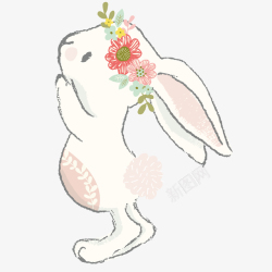 小兔子带花环的小兔子动物矢量图高清图片